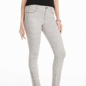 WHBM Snake Print Skinny Crop Jeans
